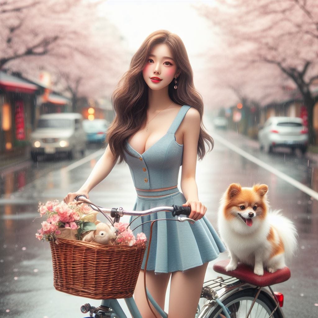 A girl went to Japan to ride a bicycle and go shopping to enjoy the scenery.
 – Larose.VIP