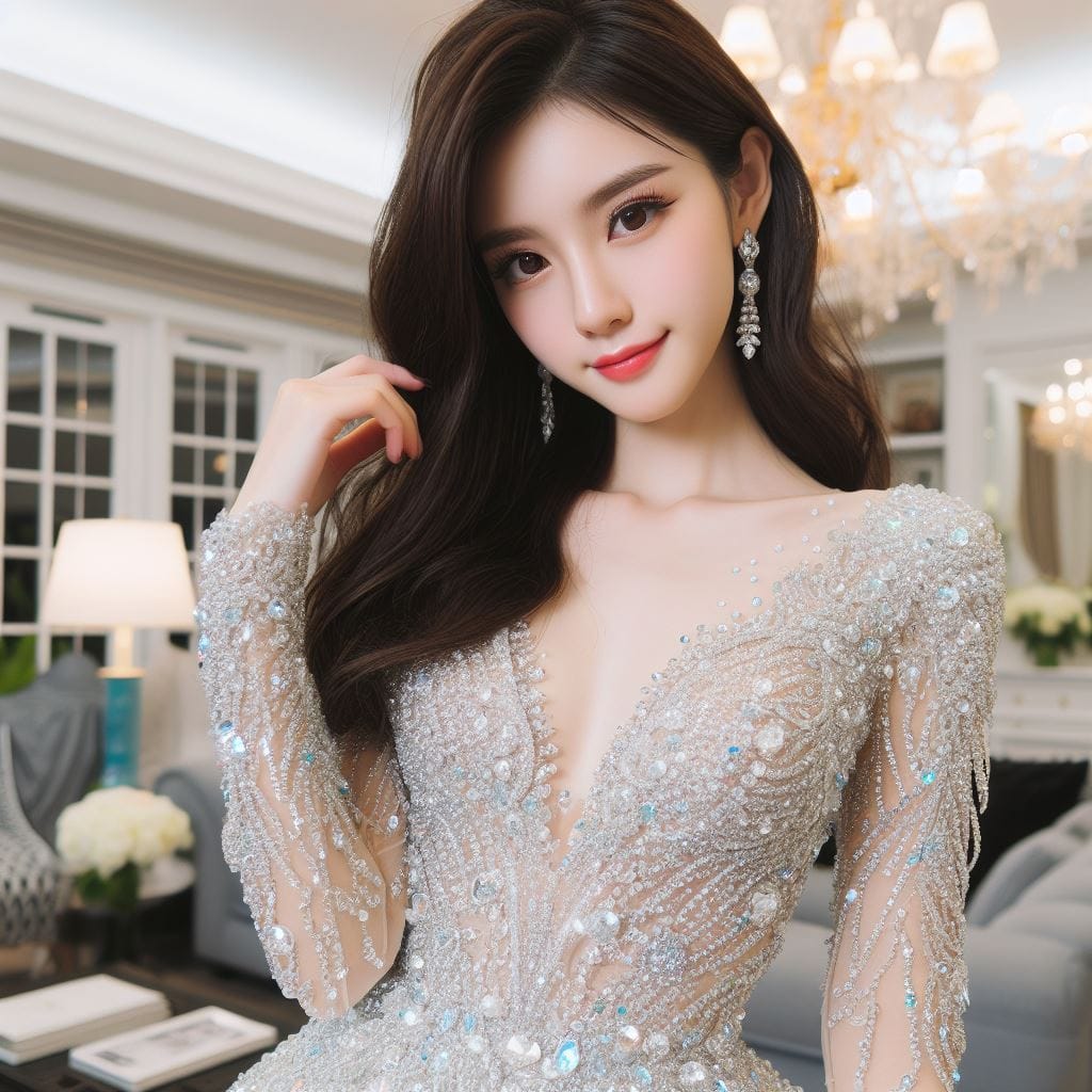 The girl wears a dress made of diamonds
 – Larose.VIP