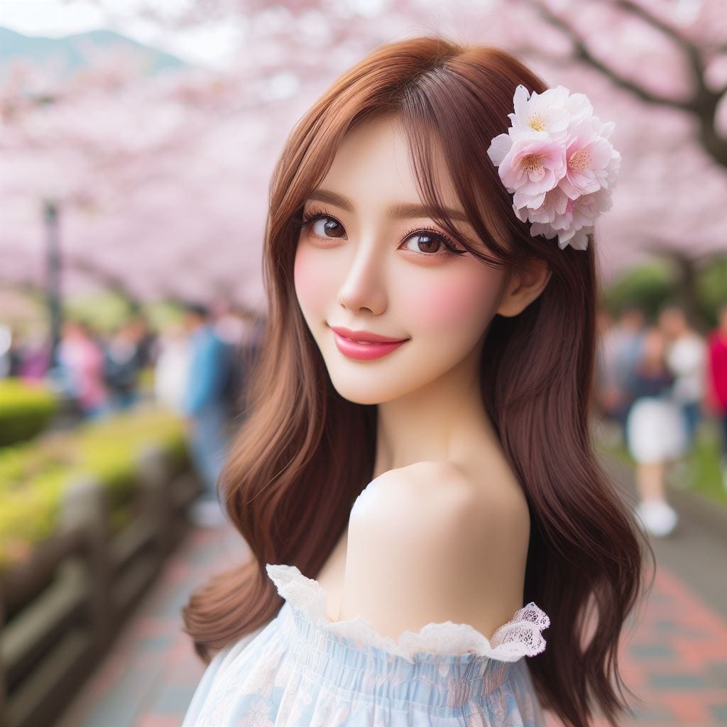 There are many varieties of cherry blossoms.The girl's beauty is also charming
 – Larose.VIP